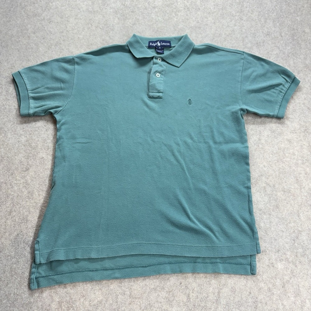 Vintage Ralph Lauren Mens Small Golf Polo Embroidered Pony Logo Turquoise Green